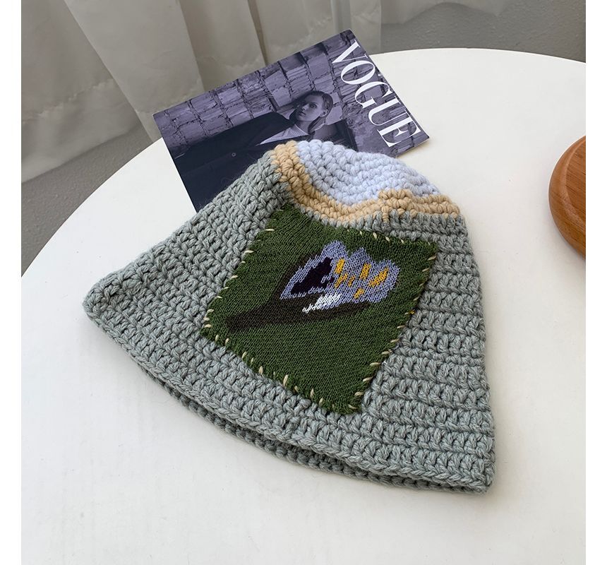Floral Patchwork Knit Beanie