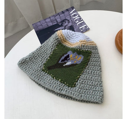 Floral Patchwork Knit Beanie