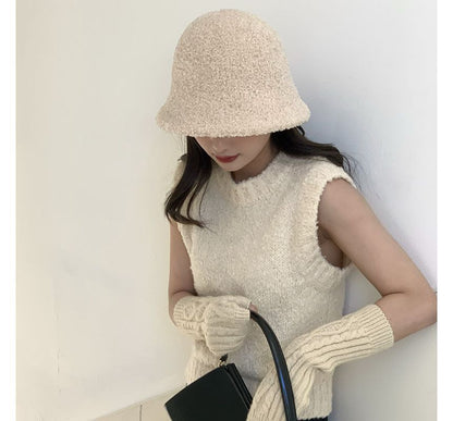 Chenille Plain Bucket Hat