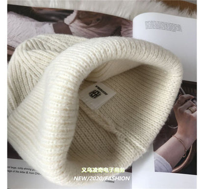 Heart Embroidered Knit Beanie