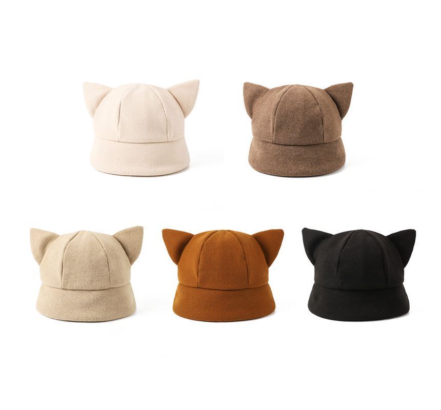 Cat Ear Knit Bucket Hat