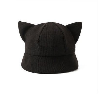 Cat Ear Knit Bucket Hat