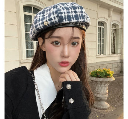 Plaid Beret Hat