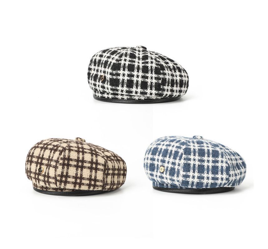 Plaid Beret Hat