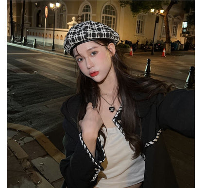 Plaid Beret Hat
