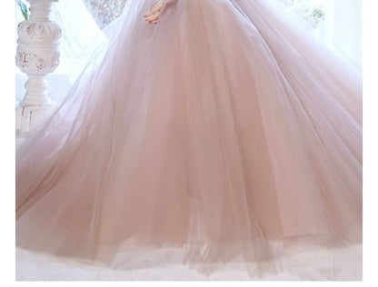 Gown A-Line Cap-Sleeve Plain Beaded Evening