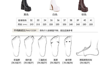 Platform Block Heel Square Toe Fleece Trim Tall Boots