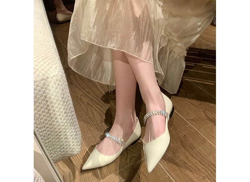 Pointed-Toe Rhinestone Flats