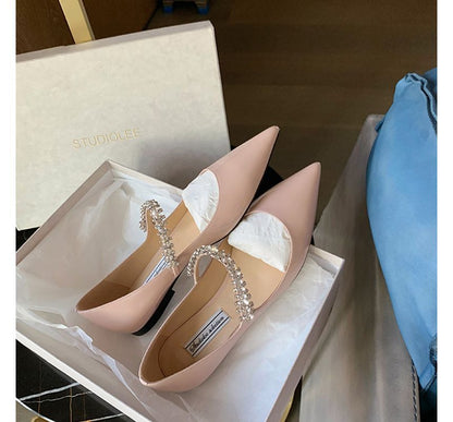 Pointed-Toe Rhinestone Flats