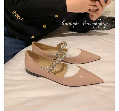 Pointed-Toe Rhinestone Flats