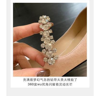 Pointed-Toe Rhinestone Flats
