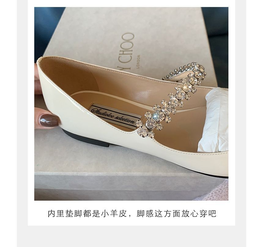 Pointed-Toe Rhinestone Flats