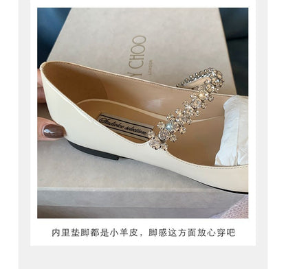 Pointed-Toe Rhinestone Flats