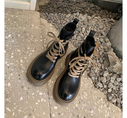 Color Block Chunky-Heel Short Boots