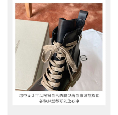 Color Block Chunky-Heel Short Boots