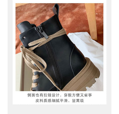 Color Block Chunky-Heel Short Boots