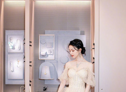 Shoulder Gown Tiered A-Line Mesh Evening Sequin Off Short-Sleeve