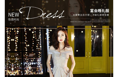 Shoulder Gown / Glitter Cocktail Off A-Line Evening Dress