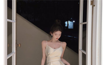 Spaghetti Strap Plain Slim-Fit Midi Dress