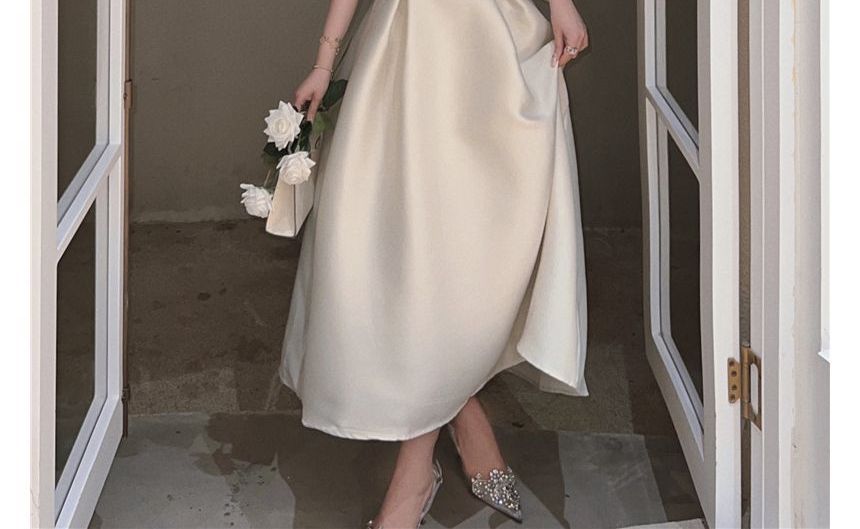 Spaghetti Strap Plain Slim-Fit Midi Dress