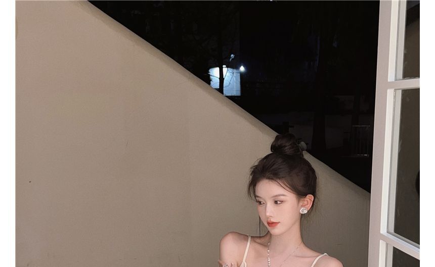 Spaghetti Strap Plain Slim-Fit Midi Dress