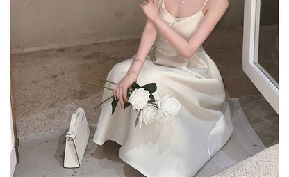 Spaghetti Strap Plain Slim-Fit Midi Dress