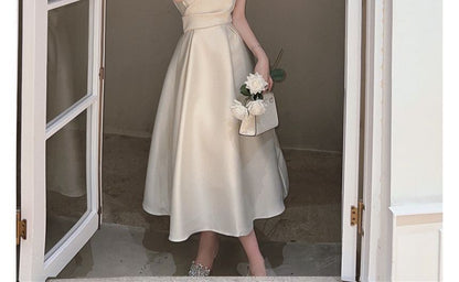 Spaghetti Strap Plain Slim-Fit Midi Dress