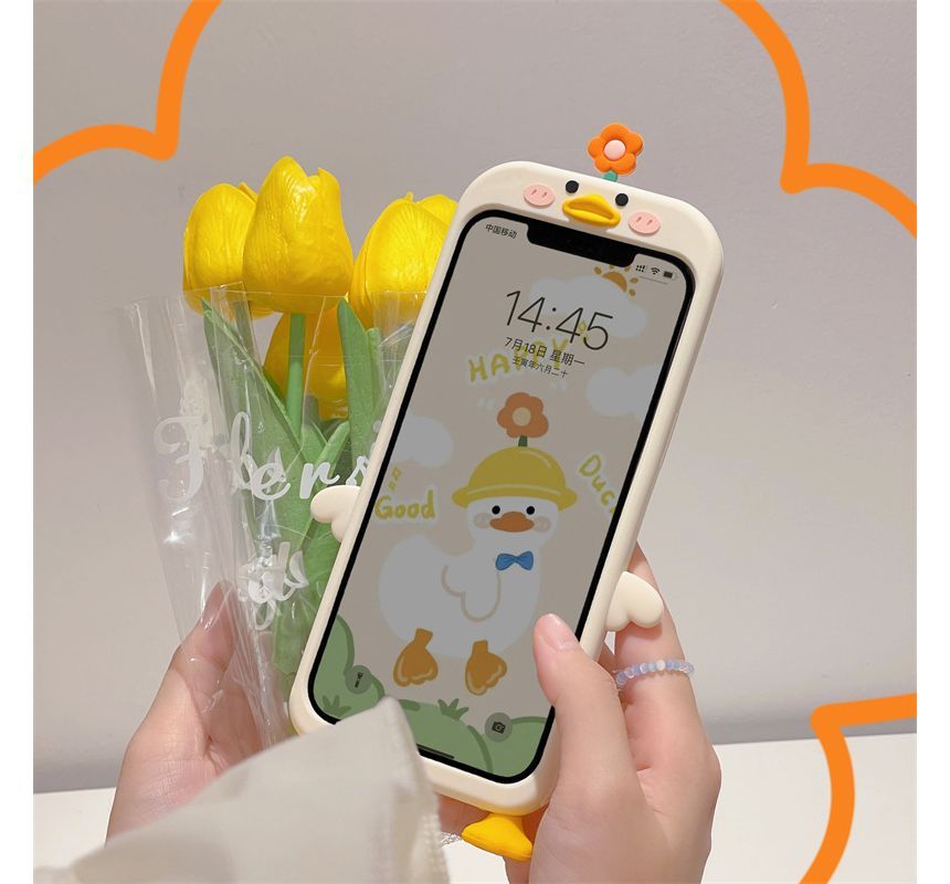 Floral Duck Phone Case - iPhone 14 Pro Max / 14 Pro / 14 Plus / 14 / 13 Pro Max / 13 Pro / 13 / 12 Pro Max / 12 Pro / 12 / 11 Pro Max / 11 / XS Max / XS / XR / X / 8 Plus / 7 Plus / 7 / 8 / SE