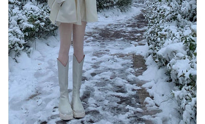 Faux Fur Trim Plain Hooded Open Front Woolen Coat