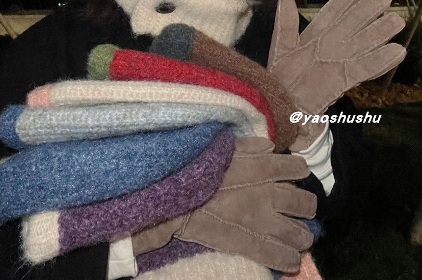 Two-Tone Knit Balaclava Hat