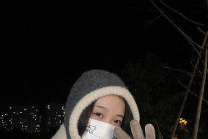 Two-Tone Knit Balaclava Hat