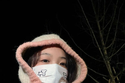 Two-Tone Knit Balaclava Hat