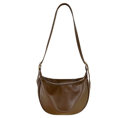 Faux Leather Zipper Crossbody Plain Hobo Bag