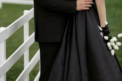 Evening Gown V-Neck Short-Sleeve Plain A-Line