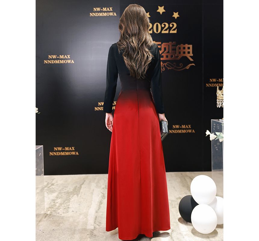 Gradient Strapless Evening Gown Sheath