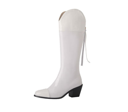 Pointed Chunky Heel Tall Boots