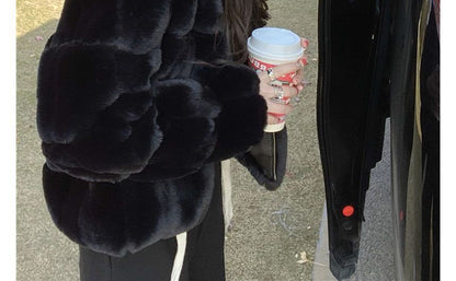 Plain Faux Fur Cropped Jacket