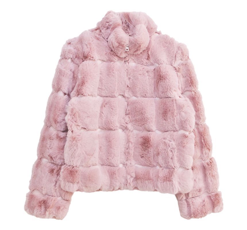 Plain Faux Fur Cropped Jacket