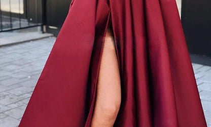 V-Neck Plain Evening Long-Sleeve Gown A-Line