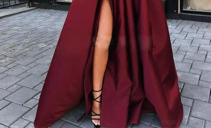 V-Neck Plain Evening Long-Sleeve Gown A-Line