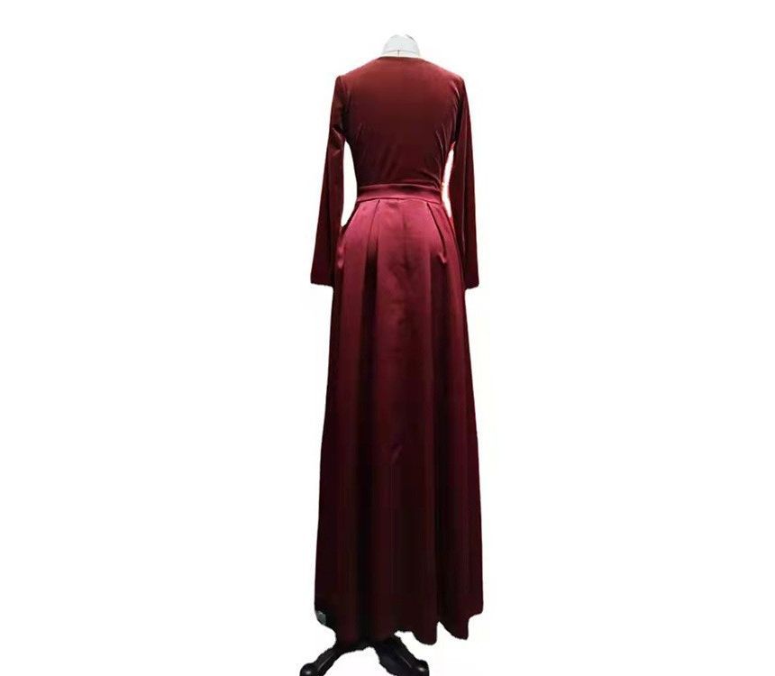 V-Neck Plain Evening Long-Sleeve Gown A-Line