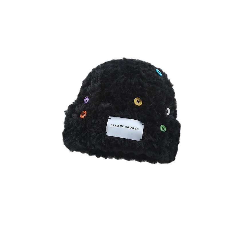 Plain Applique Fluffy Beanie