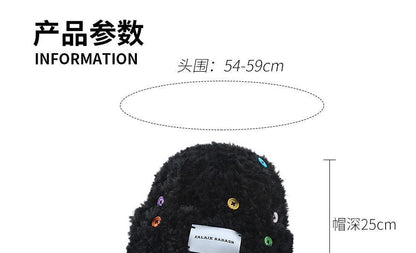 Plain Applique Fluffy Beanie