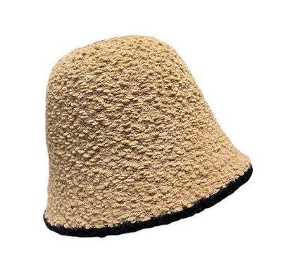 Contrast Trim Faux Shearling Bucket Hat