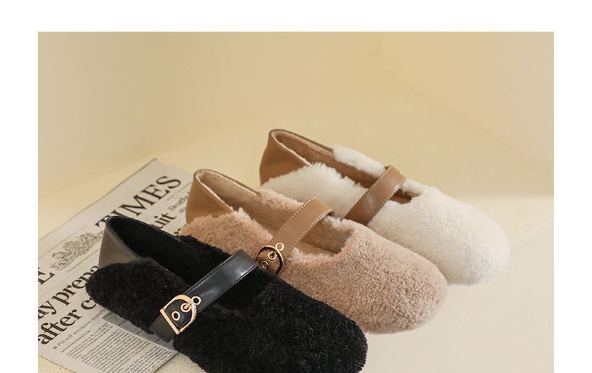 Round Toe Fleece Mary Jane Shoes