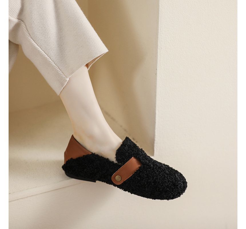 Round Toe Buckled Fleece Slip Ons