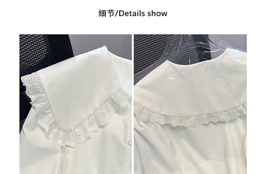 Puff-Sleeve Lace-Trim Blouse