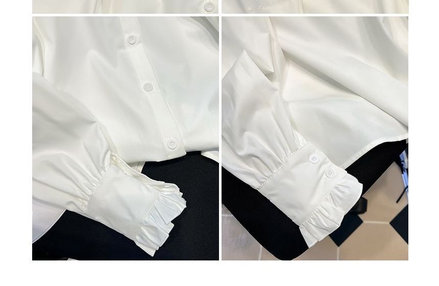 Puff-Sleeve Lace-Trim Blouse