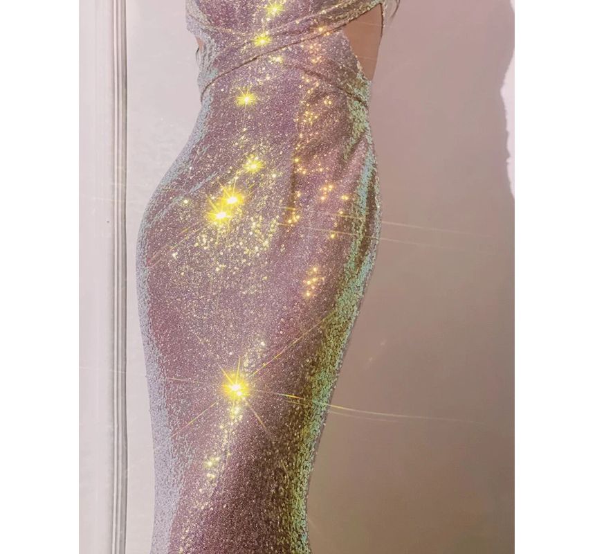 Halter Sequin Evening Mermaid Gown