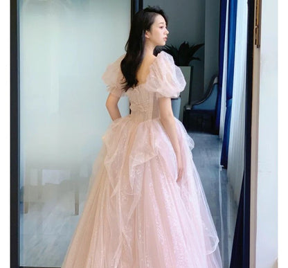 Evening Ball Gown Puff-Sleeve